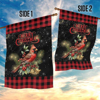 Merry Christmas Cardinal Garden Flag Buffalo Plaid Holiday Redbird Holly and Bells - Wonder Print Shop