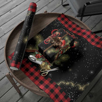 Merry Christmas Cardinal Wrapping Paper Buffalo Plaid Holiday Redbird Holly and Bells - Wonder Print Shop