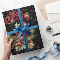 Merry Christmas Cardinal Wrapping Paper Buffalo Plaid Holiday Redbird Holly and Bells - Wonder Print Shop