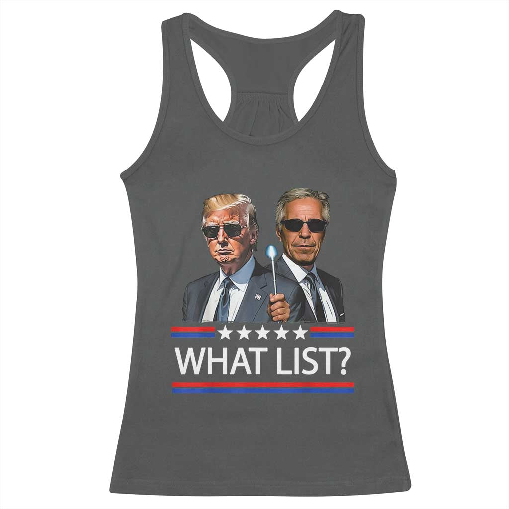 Funny Political Conspiracy Parody Racerback Tank Top What List Men in Black Meme - Wonder Print Shop