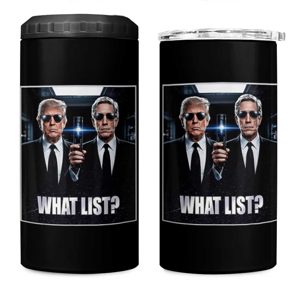 What List Dark Political Humor 4 in 1 Can Cooler Tumbler Funny Political Conspiracy Parody - Wonder Print Shop