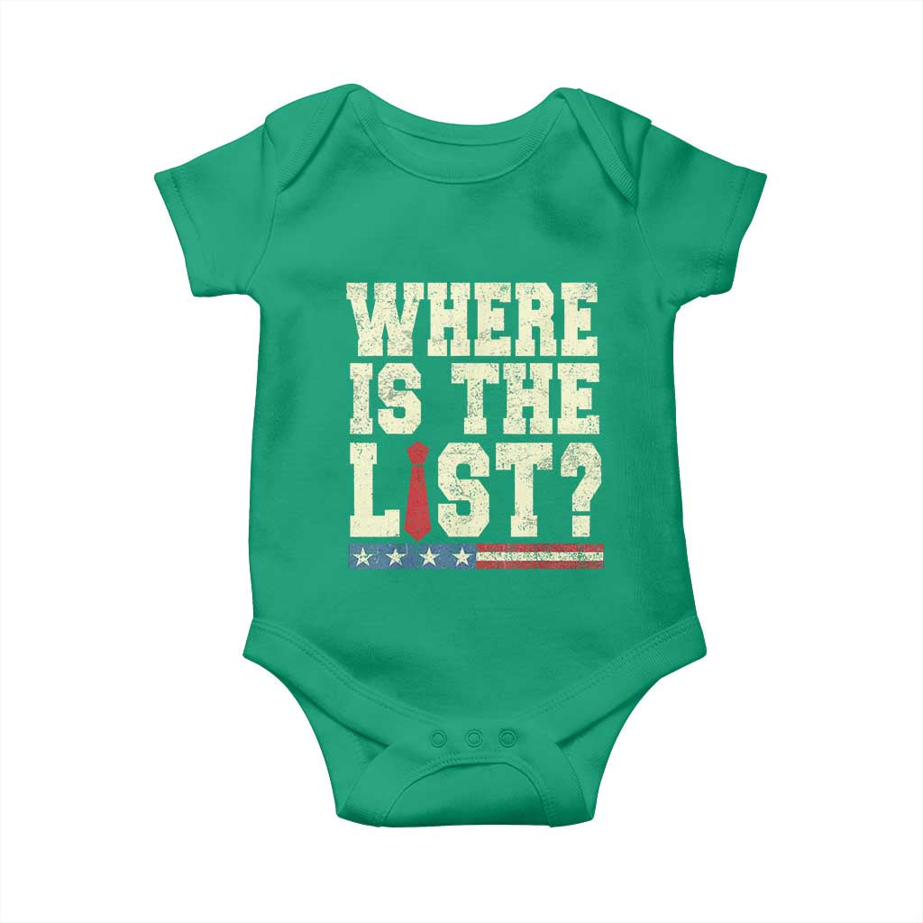 Where Is The List Baby Onesie Funny Political Conspiracy Parody - Wonder Print Shop