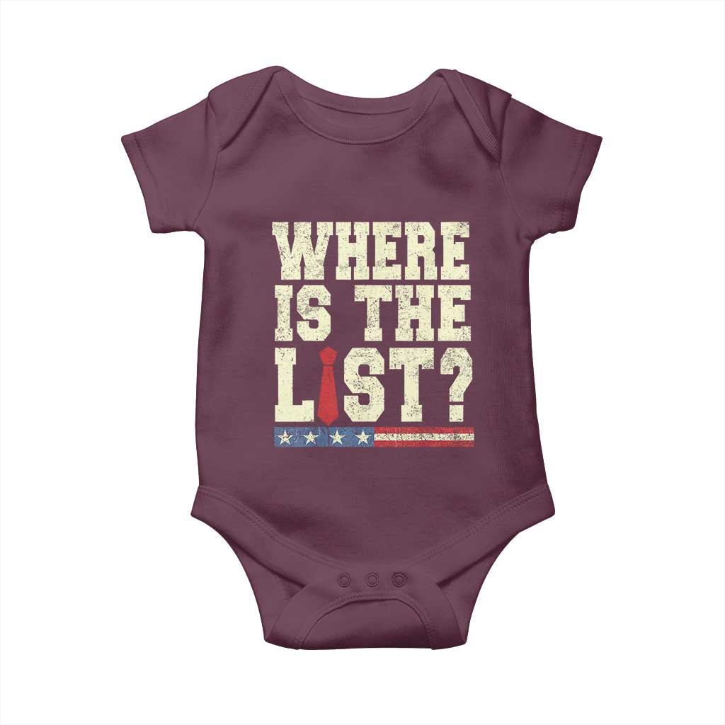 Where Is The List Baby Onesie Funny Political Conspiracy Parody - Wonder Print Shop