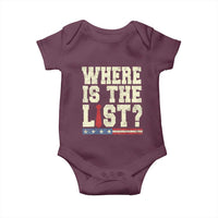 Where Is The List Baby Onesie Funny Political Conspiracy Parody - Wonder Print Shop