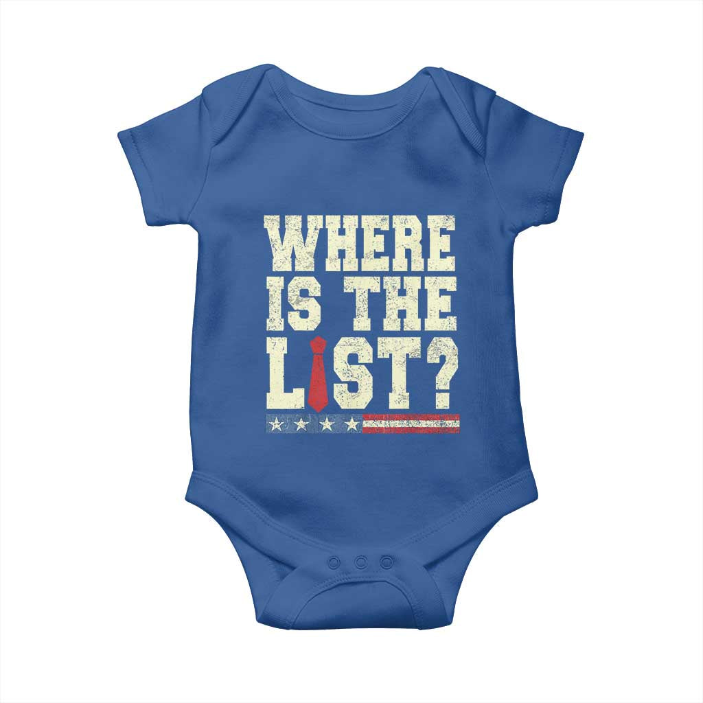 Where Is The List Baby Onesie Funny Political Conspiracy Parody - Wonder Print Shop