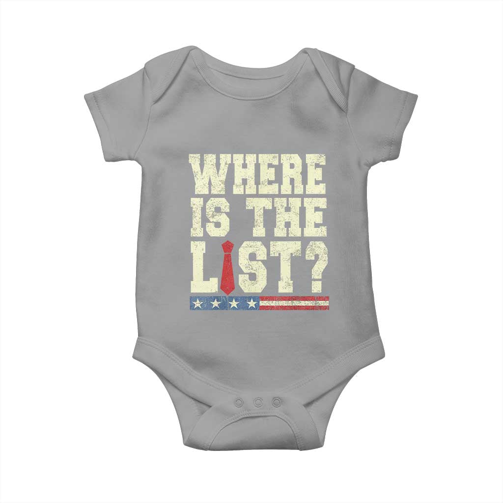 Where Is The List Baby Onesie Funny Political Conspiracy Parody - Wonder Print Shop