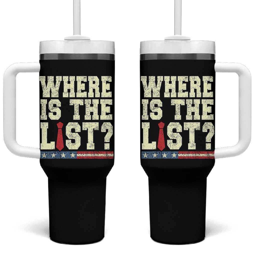 Where Is The List Tumbler With Handle Funny Political Conspiracy Parody - Wonder Print Shop