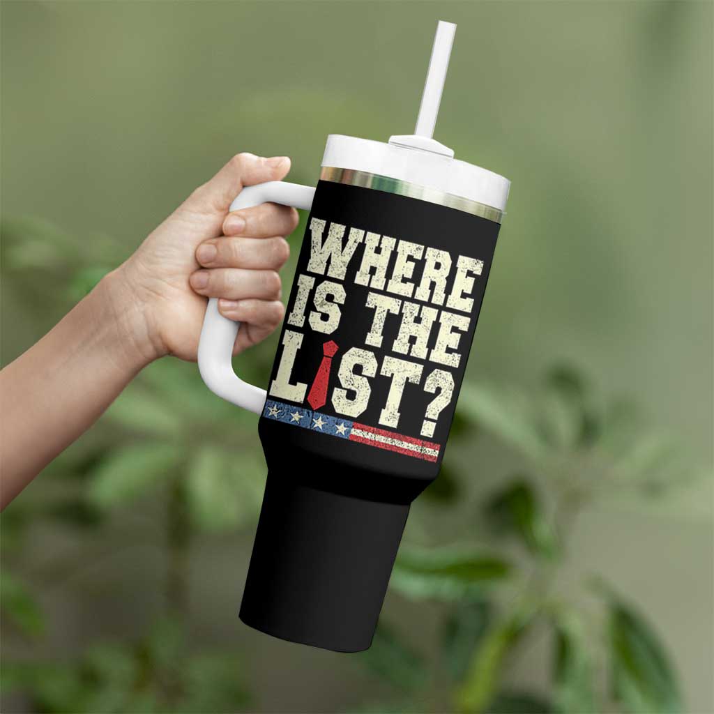 Where Is The List Tumbler With Handle Funny Political Conspiracy Parody - Wonder Print Shop