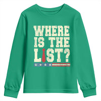 Where Is The List Youth Sweatshirt Funny Political Conspiracy Parody - Wonder Print Shop