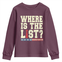 Where Is The List Youth Sweatshirt Funny Political Conspiracy Parody - Wonder Print Shop