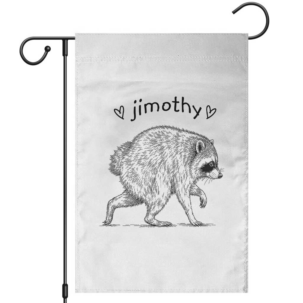 Cute Jimothy the Raccoon Hand Drawn Graphic Garden Flag Seattle Trash Panda Lover Supporter