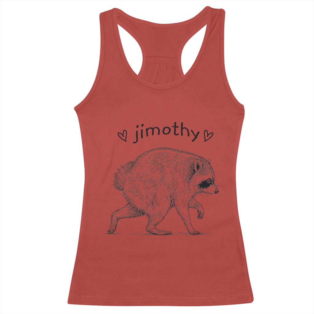 Cute Jimothy the Raccoon Hand Drawn Graphic Racerback Tank Top Seattle Trash Panda Lover Supporter