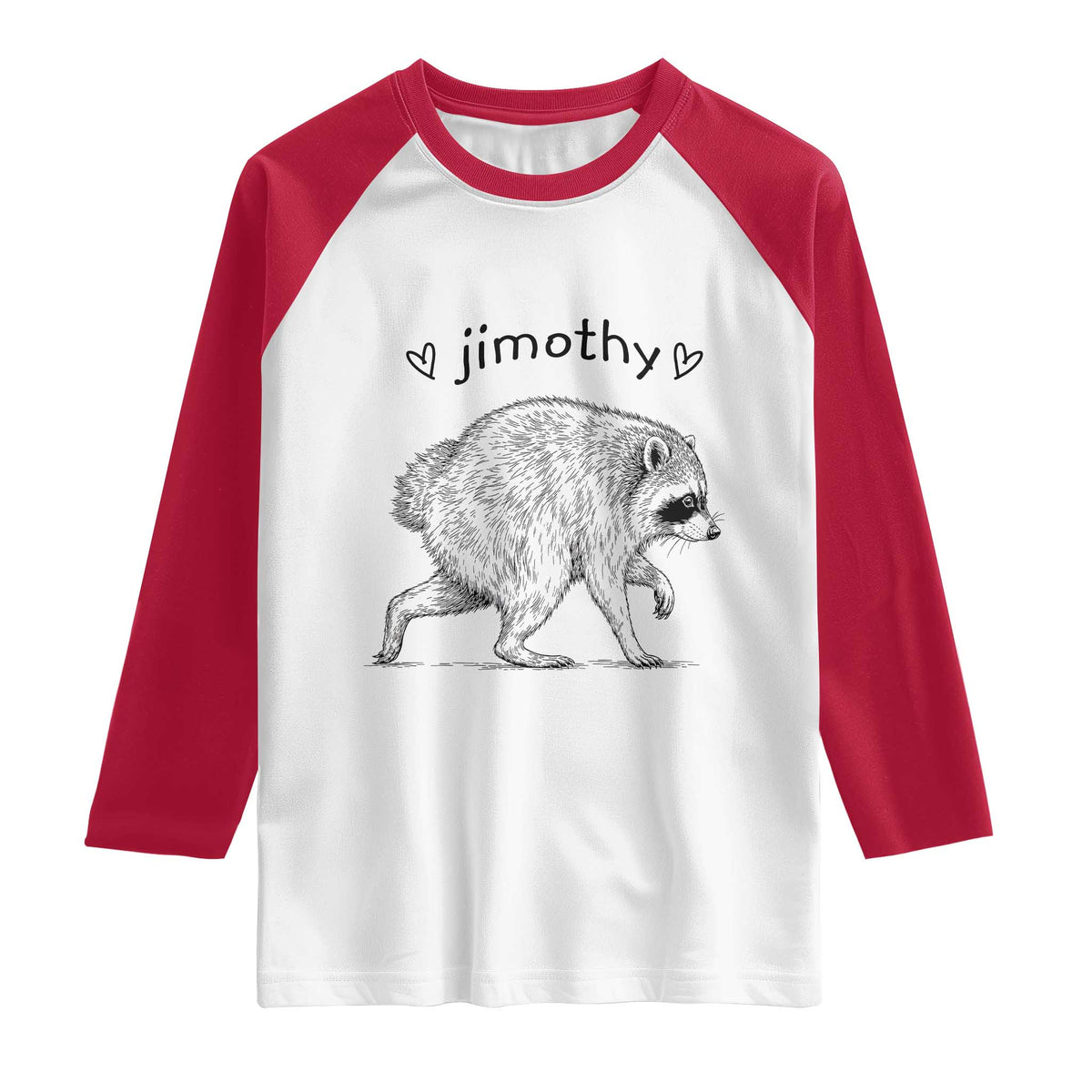 Cute Jimothy the Raccoon Hand Drawn Graphic Raglan Shirt Seattle Trash Panda Lover Supporter
