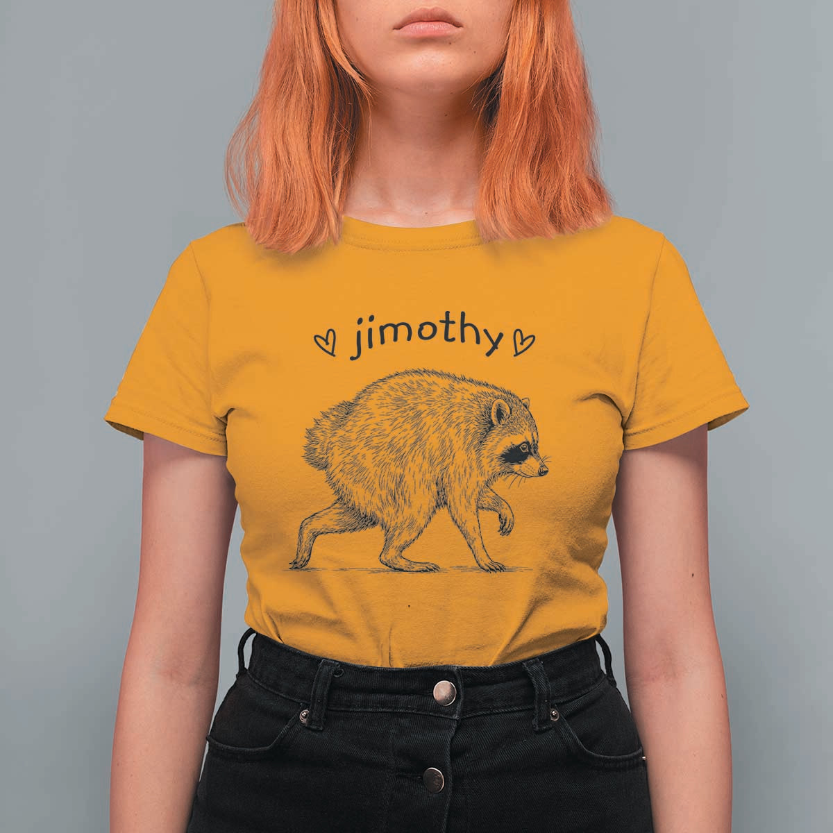 Cute Jimothy the Raccoon Hand Drawn Graphic T Shirt For Women Seattle Trash Panda Lover Supporter