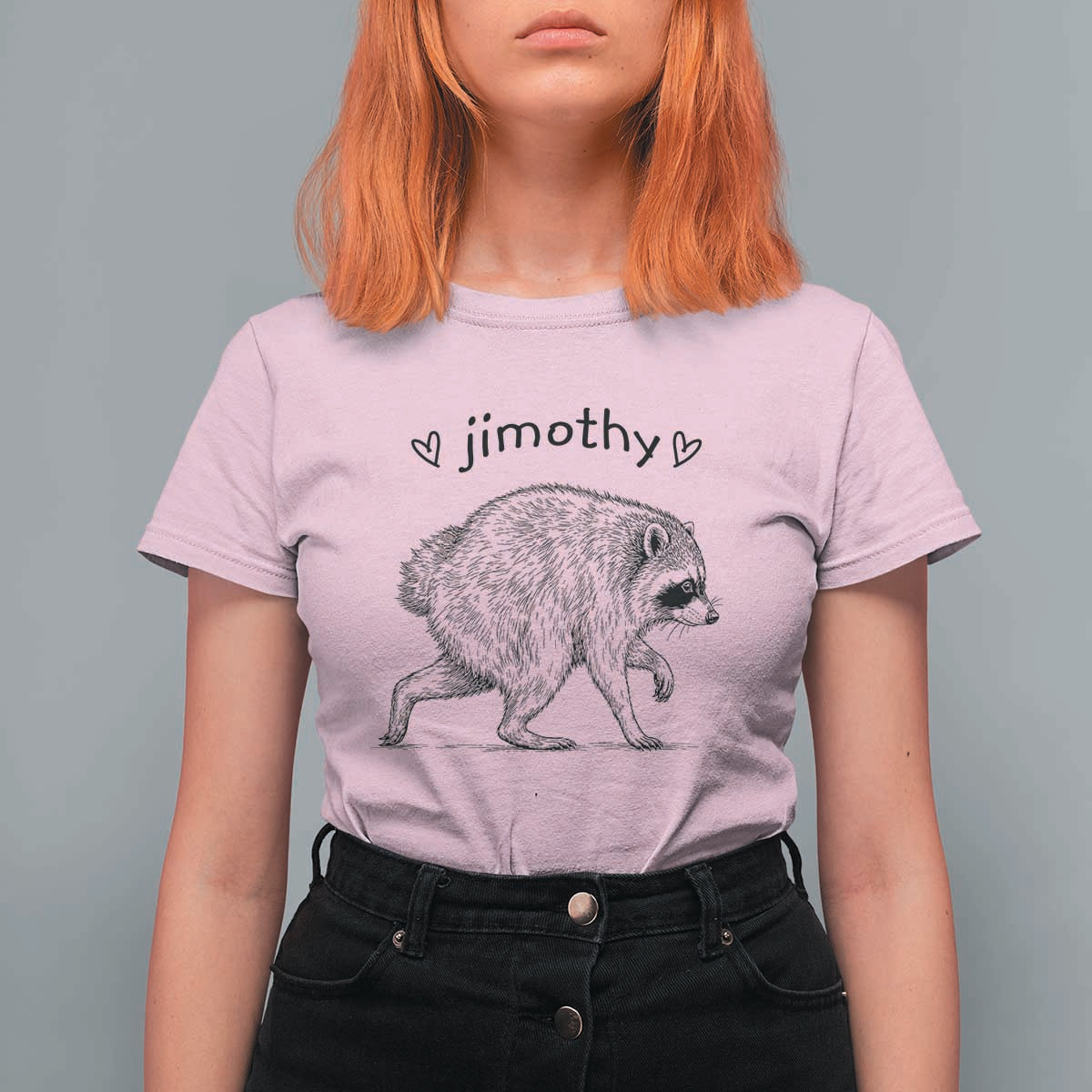 Cute Jimothy the Raccoon Hand Drawn Graphic T Shirt For Women Seattle Trash Panda Lover Supporter
