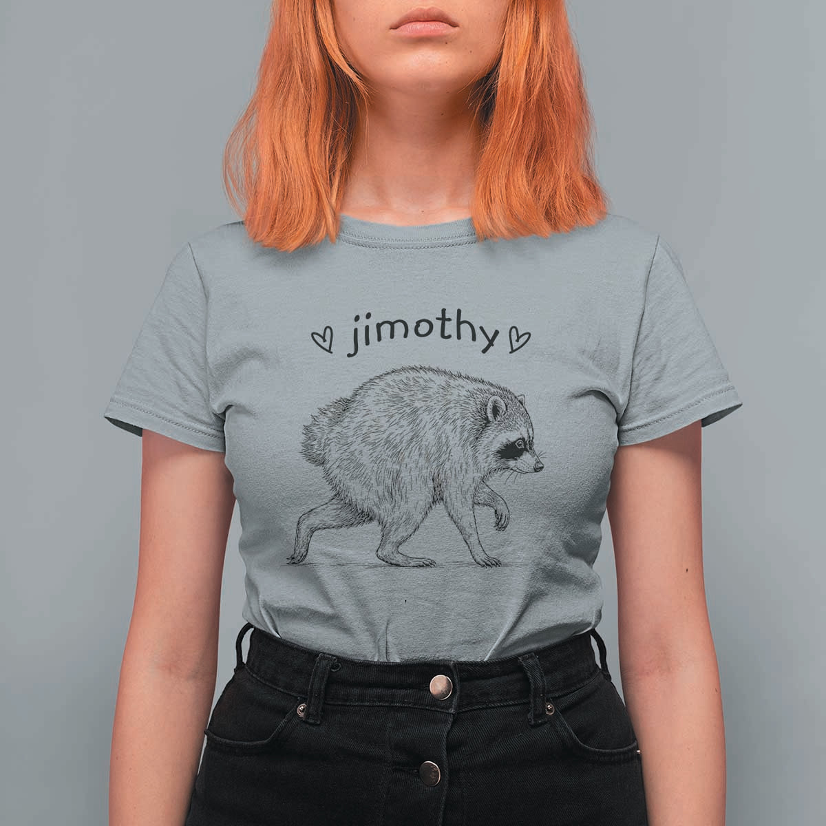 Cute Jimothy the Raccoon Hand Drawn Graphic T Shirt For Women Seattle Trash Panda Lover Supporter