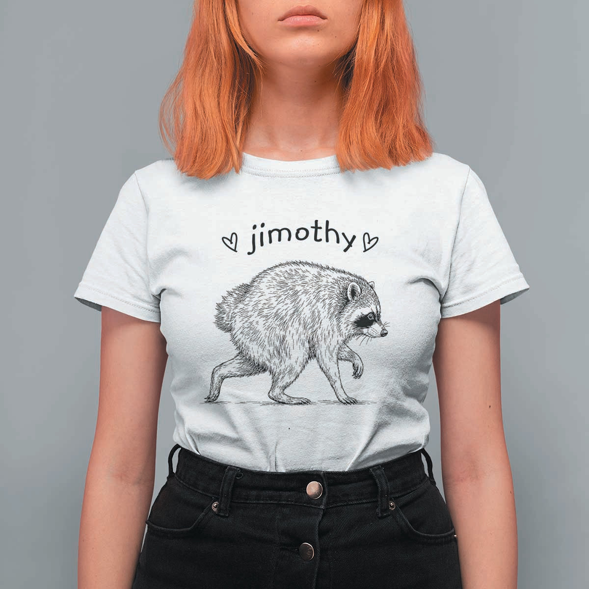 Cute Jimothy the Raccoon Hand Drawn Graphic T Shirt For Women Seattle Trash Panda Lover Supporter