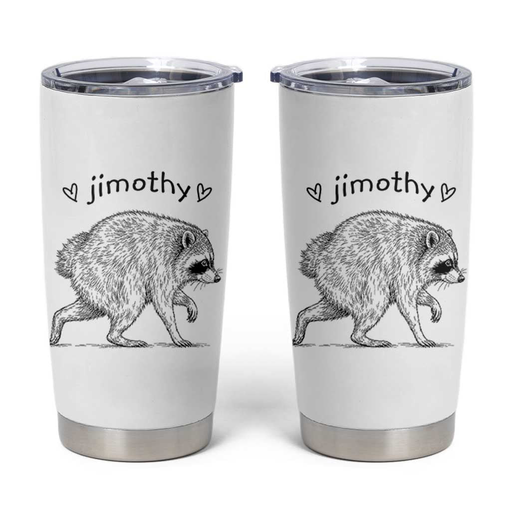 Cute Jimothy the Raccoon Hand Drawn Graphic Tumbler Cup Seattle Trash Panda Lover Supporter