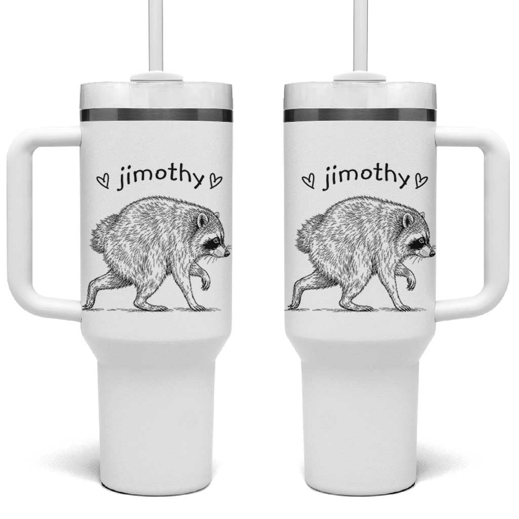 Cute Jimothy the Raccoon Hand Drawn Graphic Tumbler With Handle Seattle Trash Panda Lover Supporter