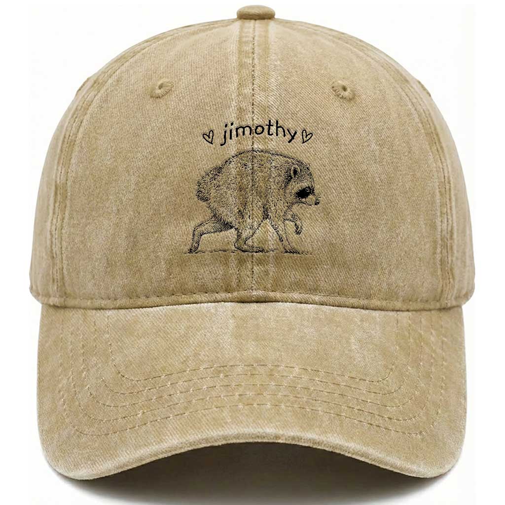 Cute Jimothy the Raccoon Hand Drawn Graphic Washed Cotton Baseball Cap Seattle Trash Panda Lover Supporter