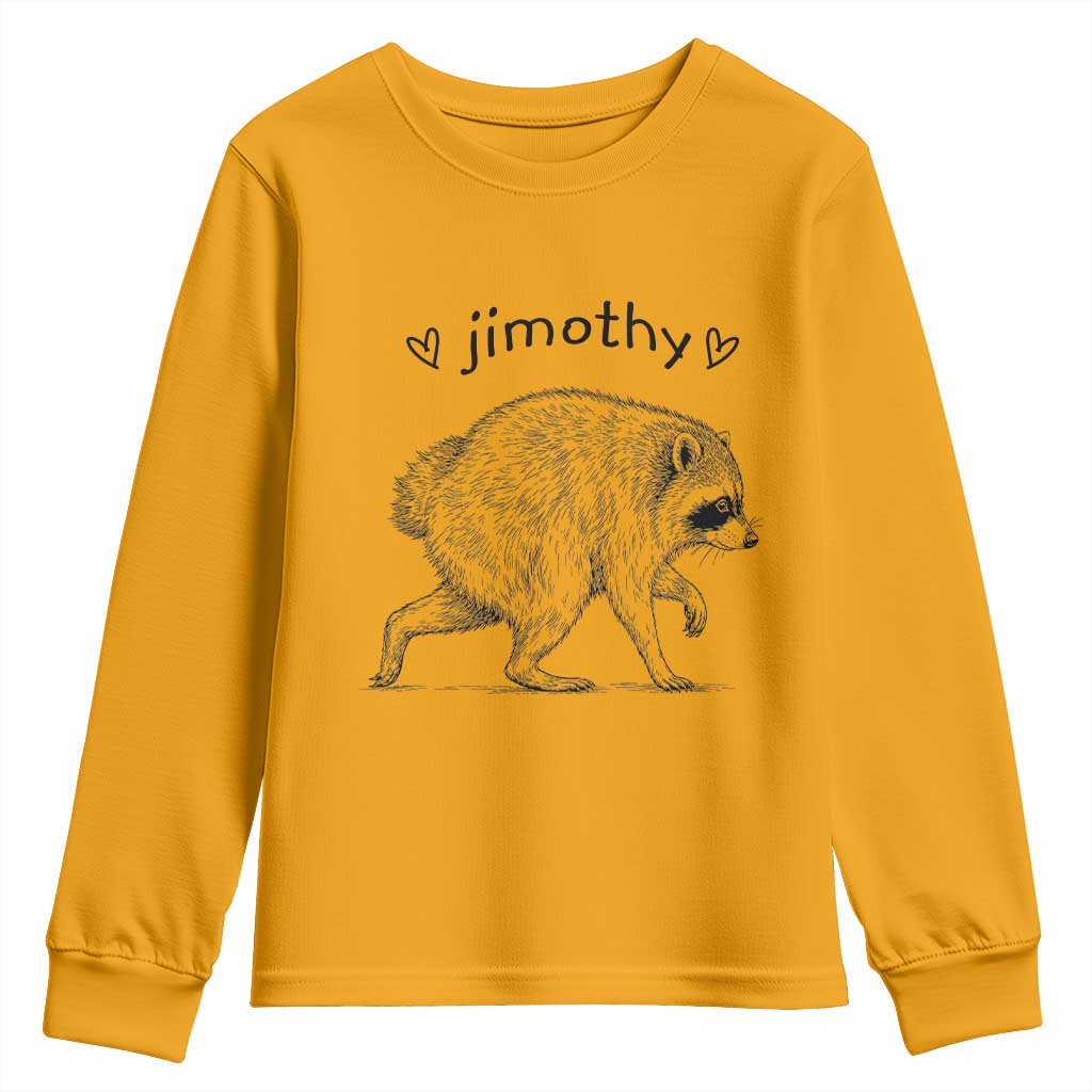 Cute Jimothy the Raccoon Hand Drawn Graphic Youth Sweatshirt Seattle Trash Panda Lover Supporter