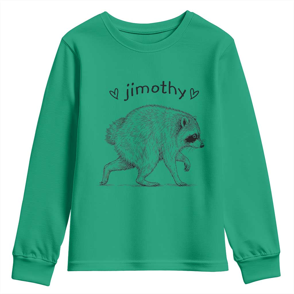 Cute Jimothy the Raccoon Hand Drawn Graphic Youth Sweatshirt Seattle Trash Panda Lover Supporter