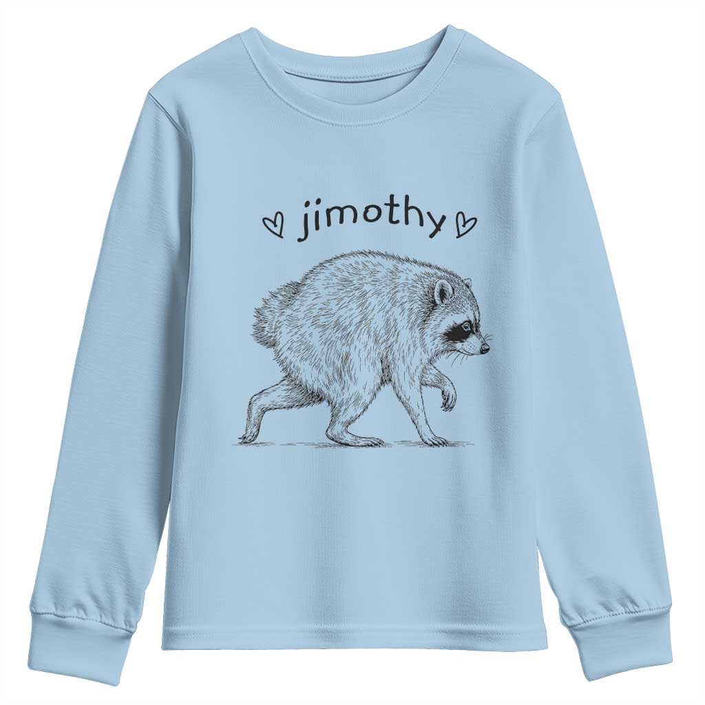 Cute Jimothy the Raccoon Hand Drawn Graphic Youth Sweatshirt Seattle Trash Panda Lover Supporter