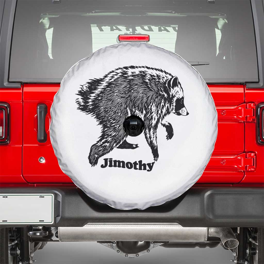 Jimothy Viral Seattle Raccoon Vintage Woodcut Style Graphic Spare Tire Cover Funny Trash Panda Wildlife Meme