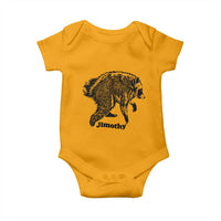 Jimothy Viral Seattle Raccoon Vintage Woodcut Style Graphic Baby Onesie Funny Trash Panda Wildlife Meme