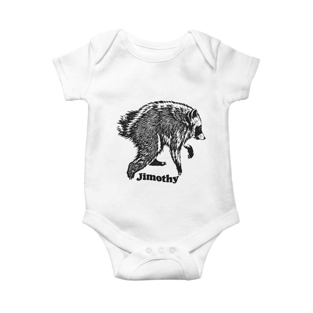 Jimothy Viral Seattle Raccoon Vintage Woodcut Style Graphic Baby Onesie Funny Trash Panda Wildlife Meme