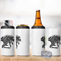 Jimothy Viral Seattle Raccoon Vintage Woodcut Style Graphic 4 in 1 Can Cooler Tumbler Funny Trash Panda Wildlife Meme