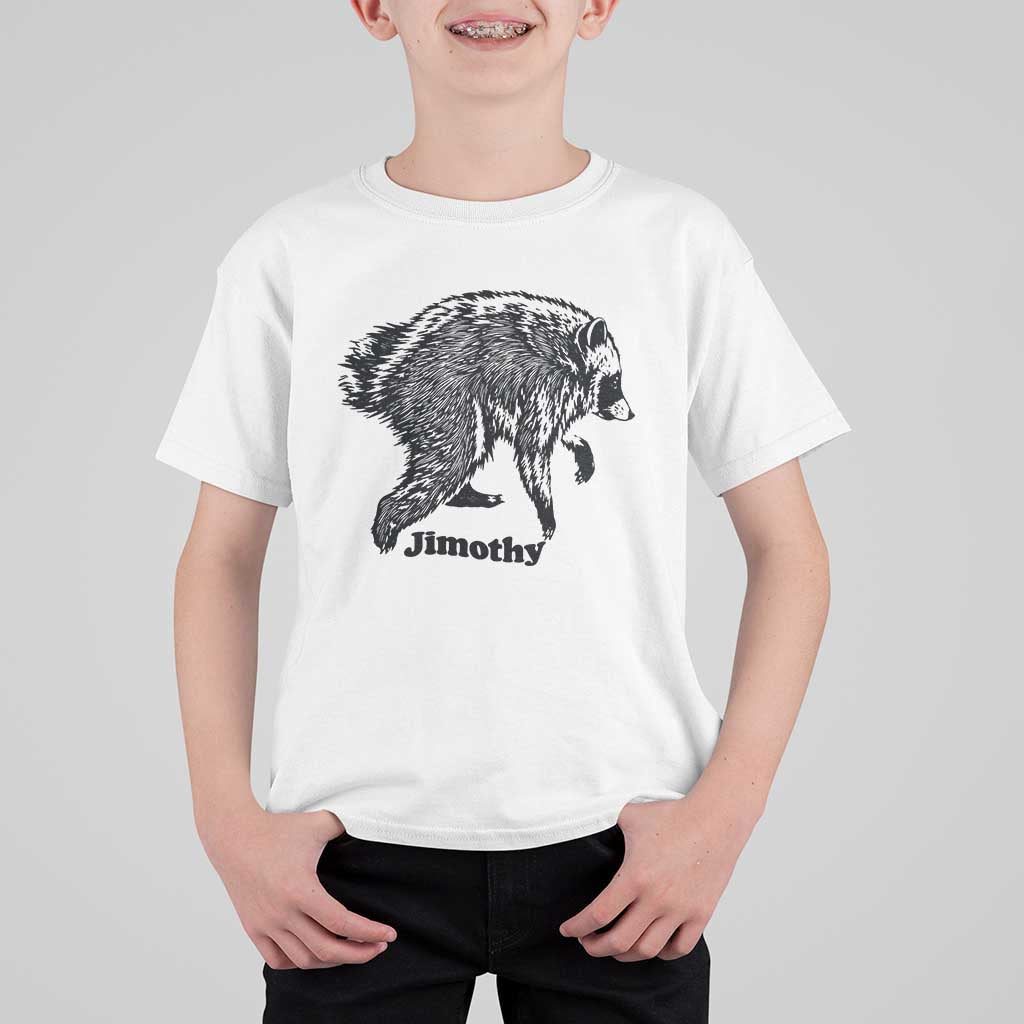 Jimothy Viral Seattle Raccoon Vintage Woodcut Style Graphic T Shirt For Kid Funny Trash Panda Wildlife Meme