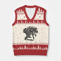 Jimothy Viral Seattle Raccoon Vintage Woodcut Style Graphic V-Neck Knit Sweater Vest Funny Trash Panda Wildlife Meme