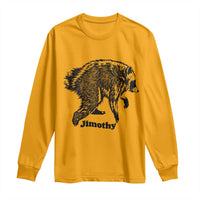 Jimothy Viral Seattle Raccoon Vintage Woodcut Style Graphic Long Sleeve Shirt Funny Trash Panda Wildlife Meme