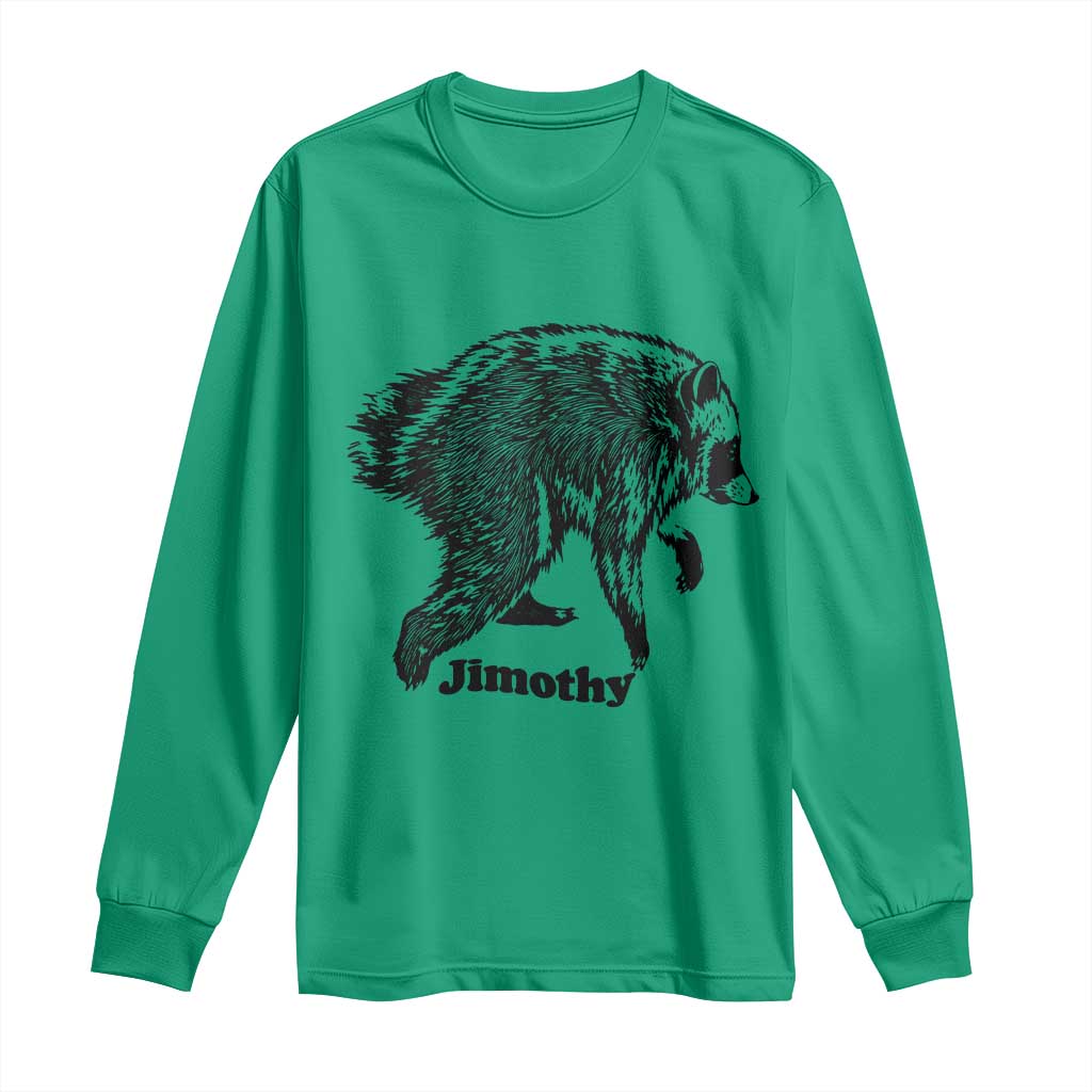 Jimothy Viral Seattle Raccoon Vintage Woodcut Style Graphic Long Sleeve Shirt Funny Trash Panda Wildlife Meme