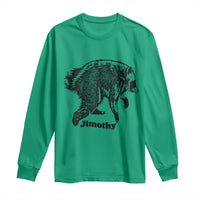 Jimothy Viral Seattle Raccoon Vintage Woodcut Style Graphic Long Sleeve Shirt Funny Trash Panda Wildlife Meme