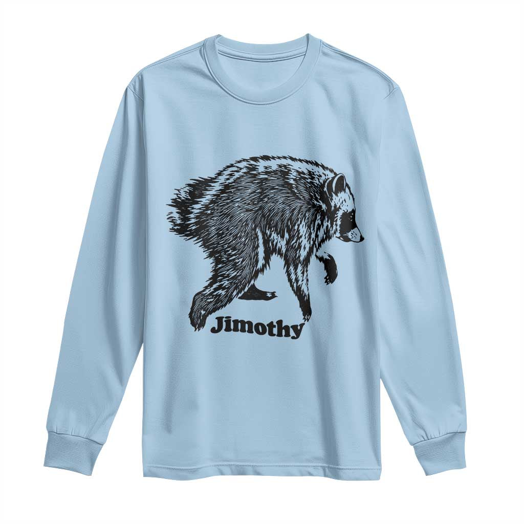 Jimothy Viral Seattle Raccoon Vintage Woodcut Style Graphic Long Sleeve Shirt Funny Trash Panda Wildlife Meme