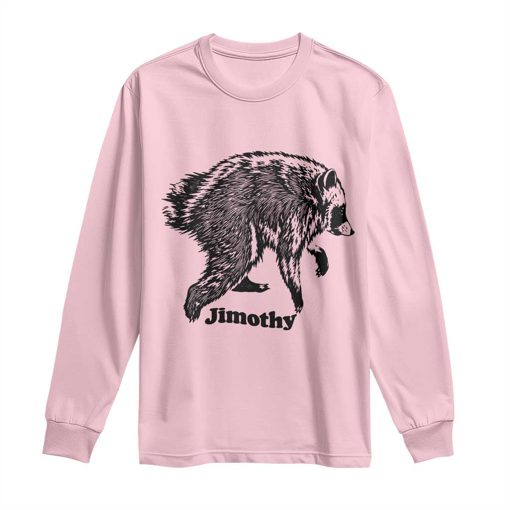 Jimothy Viral Seattle Raccoon Vintage Woodcut Style Graphic Long Sleeve Shirt Funny Trash Panda Wildlife Meme