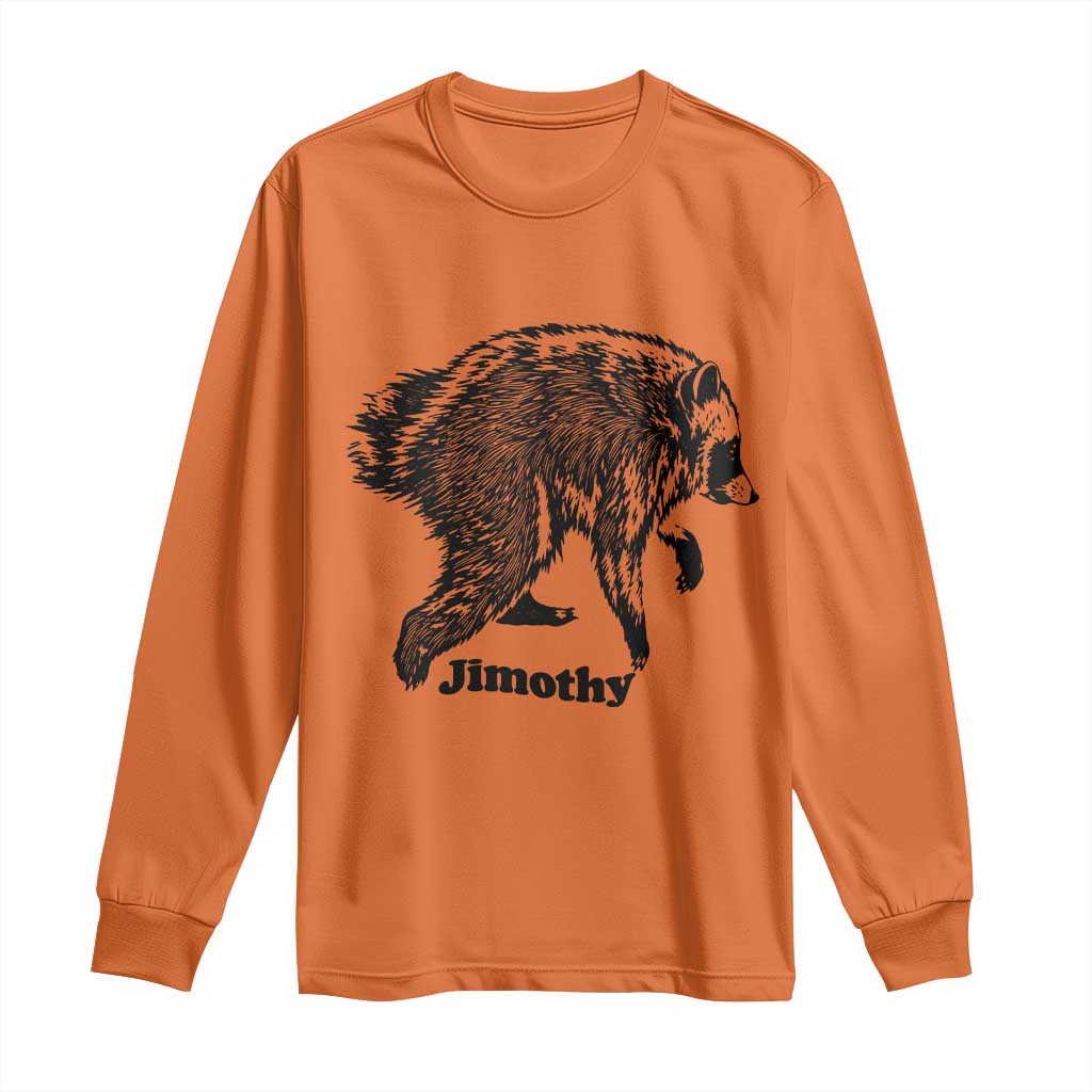 Jimothy Viral Seattle Raccoon Vintage Woodcut Style Graphic Long Sleeve Shirt Funny Trash Panda Wildlife Meme