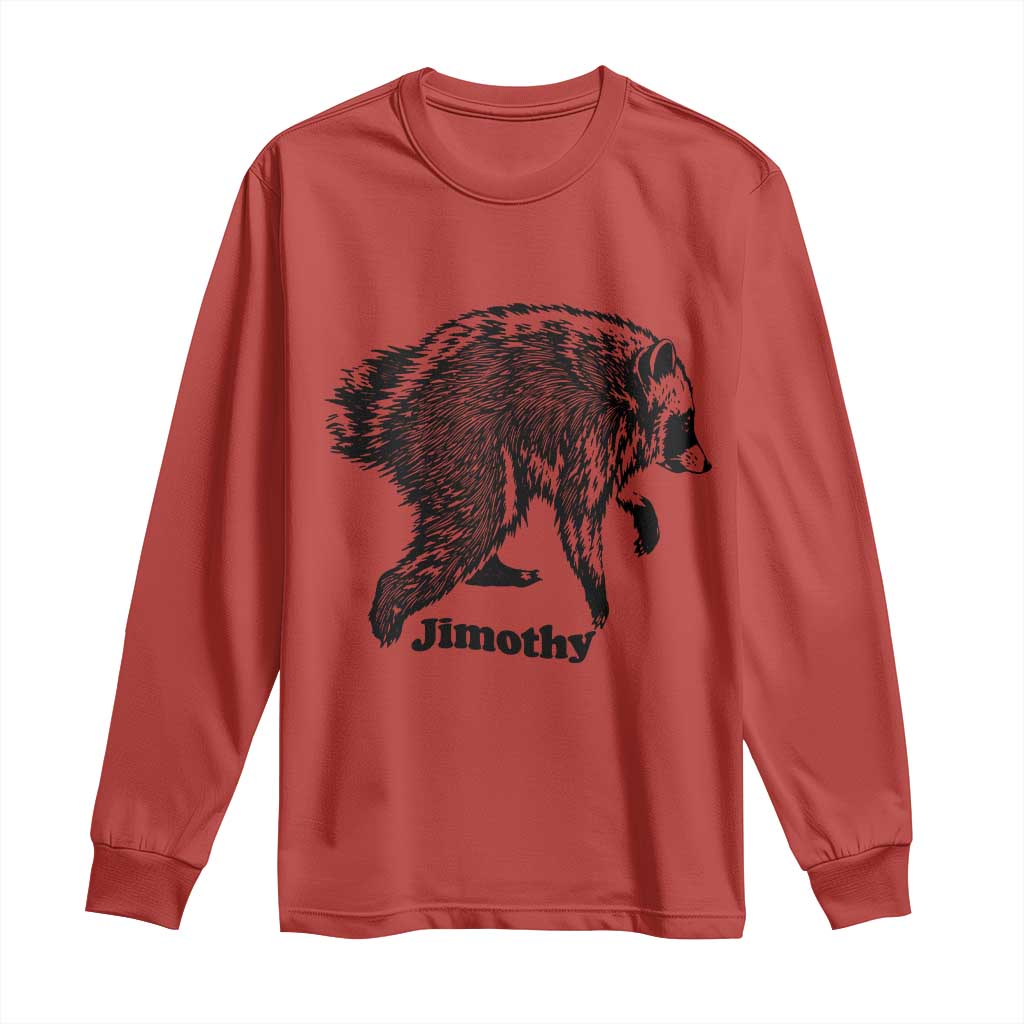 Jimothy Viral Seattle Raccoon Vintage Woodcut Style Graphic Long Sleeve Shirt Funny Trash Panda Wildlife Meme