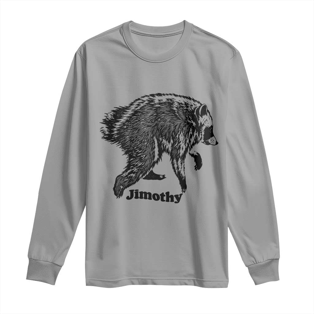 Jimothy Viral Seattle Raccoon Vintage Woodcut Style Graphic Long Sleeve Shirt Funny Trash Panda Wildlife Meme