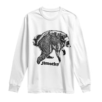 Jimothy Viral Seattle Raccoon Vintage Woodcut Style Graphic Long Sleeve Shirt Funny Trash Panda Wildlife Meme