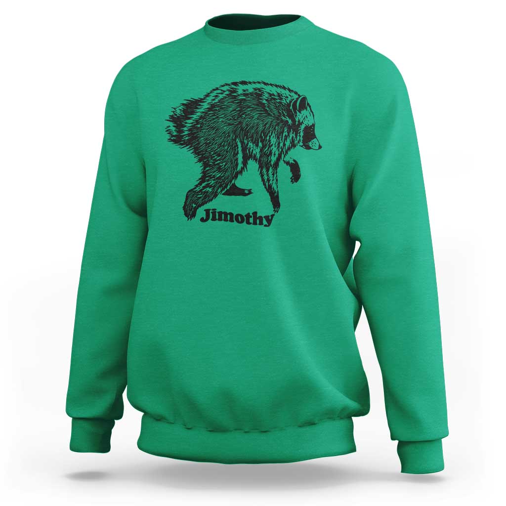 Jimothy Viral Seattle Raccoon Vintage Woodcut Style Graphic Sweatshirt Funny Trash Panda Wildlife Meme