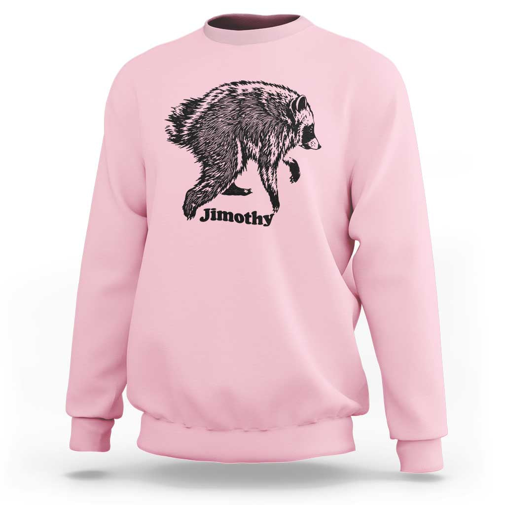Jimothy Viral Seattle Raccoon Vintage Woodcut Style Graphic Sweatshirt Funny Trash Panda Wildlife Meme