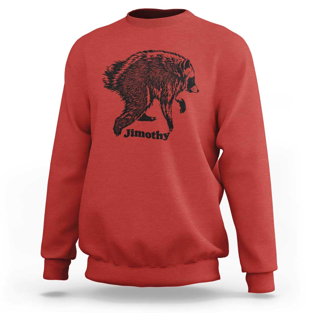 Jimothy Viral Seattle Raccoon Vintage Woodcut Style Graphic Sweatshirt Funny Trash Panda Wildlife Meme