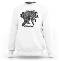 Jimothy Viral Seattle Raccoon Vintage Woodcut Style Graphic Sweatshirt Funny Trash Panda Wildlife Meme