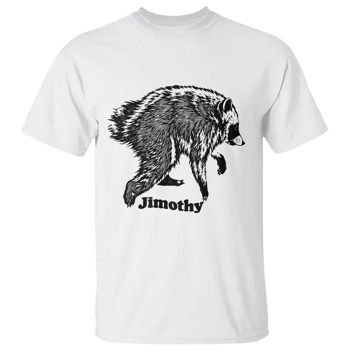 Jimothy Viral Seattle Raccoon Vintage Woodcut Style Graphic T Shirt Funny Trash Panda Wildlife Meme