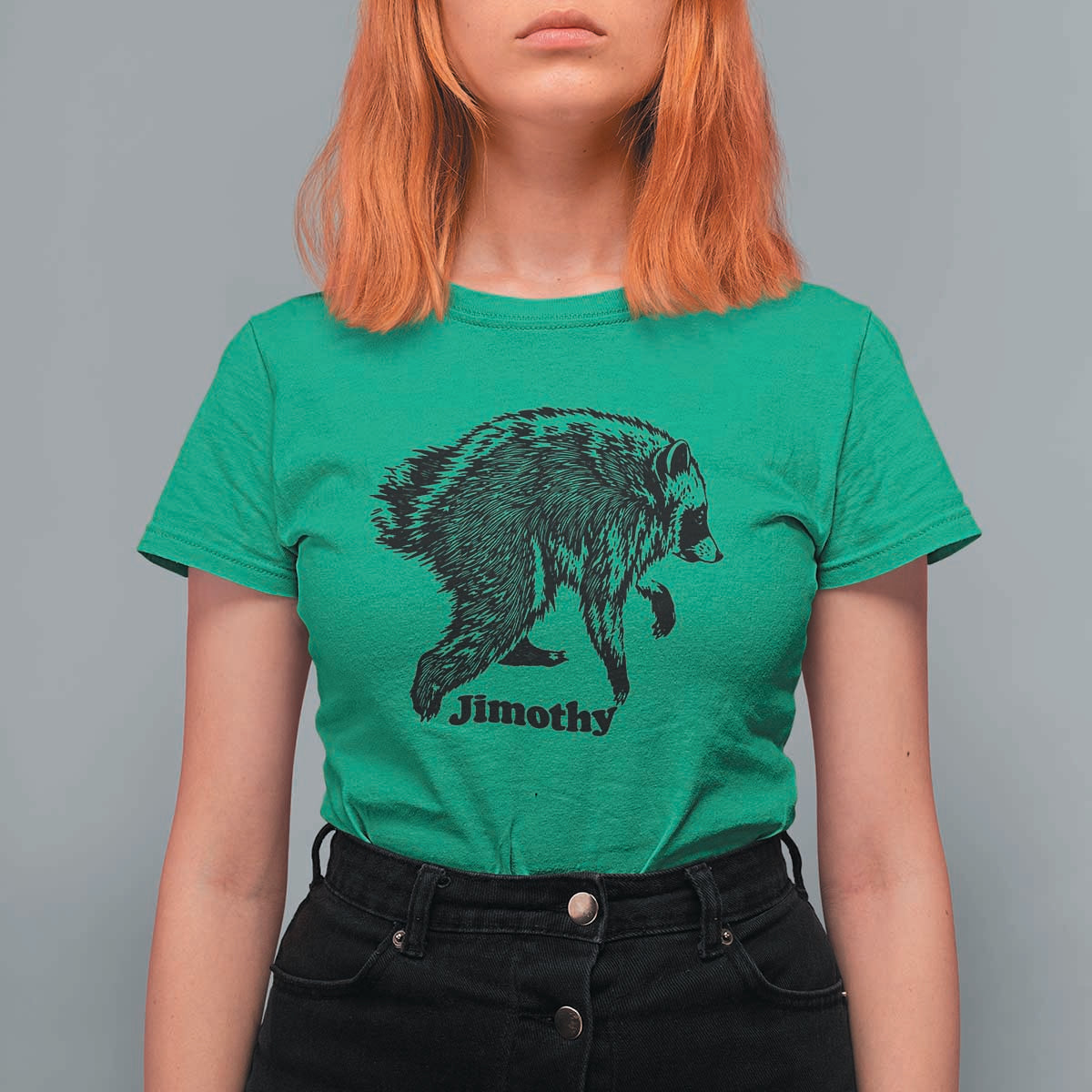 Jimothy Viral Seattle Raccoon Vintage Woodcut Style Graphic T Shirt For Women Funny Trash Panda Wildlife Meme