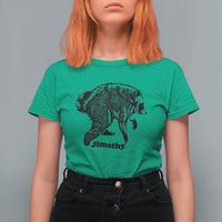 Jimothy Viral Seattle Raccoon Vintage Woodcut Style Graphic T Shirt For Women Funny Trash Panda Wildlife Meme