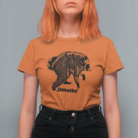 Jimothy Viral Seattle Raccoon Vintage Woodcut Style Graphic T Shirt For Women Funny Trash Panda Wildlife Meme